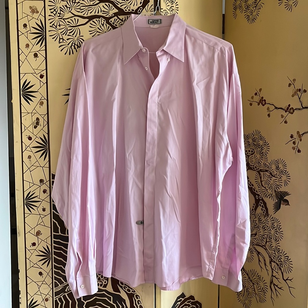 Gianni Versace Vintage Pink Shirt From The 90s Hidden Buttons Size 54 Beautiful